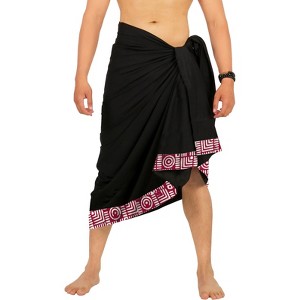 HAPPY BAY Men's Swimwear Beachwear Summer Wrap Sarong One Size Geometric Red - 1 of 4