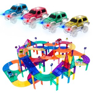 PICASSO-TILES 150 PC Race Track, Magnetic Tiles, Building Blocks, STEM Toys for Kids 3+ - 1 of 4