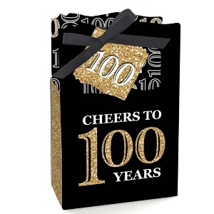 Big Dot of Happiness Adult 100th Birthday - Gold - Birthday Party Favor Boxes - Set of 12 - 1 of 4