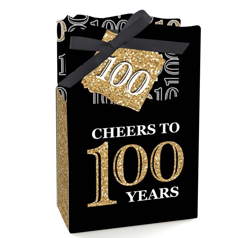 Big Dot of Happiness Adult 100th Birthday - Gold - Birthday Party Favor Boxes - Set of 12, 1 of 6