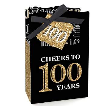Big Dot of Happiness Adult 100th Birthday - Gold - Birthday Party Favor Boxes - Set of 12