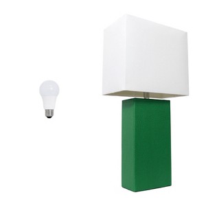 Lalia Home Lexington 21" Leather Base Table Lamps with Fabric Shade - 1 of 4