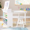 Guidecraft Design Studio – White: 3-in-1 Kids Art Table & Stool, Writing, Painting & Drafting Table w/ Craft Storage & Bins, Art Easel with Paper Roll - 3 of 4