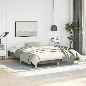 Bed Frame Dark Grey Fabric, plywood, engineered wood Queen - 1 of 4