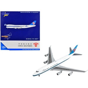 Boeing 747-400F Commercial Aircraft White with Black Stripes and Blue Tail 1/400 Diecast Model Airplane by GeminiJets - 1 of 3