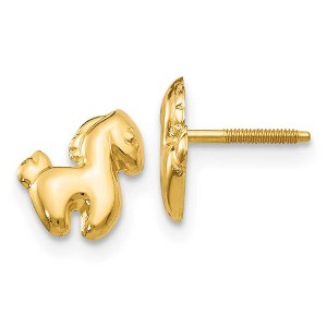 Black Bow Jewelry Kids Pony Screw Back Earrings in 14k Yellow Gold - 1 of 4