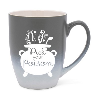 Elanze Designs Pick Your Poison Two Toned Ombre Matte Gray and White 12 ounce Ceramic Stoneware Coffee Cup Mug