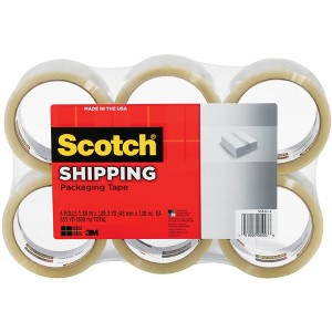 Scotch Shipping Packaging Tape, 1.88 Inchs x 109 Yards, Clear, Pack of 6 - 1 of 1