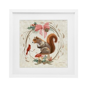 Stupell Industries Woodland Squirrel Rustic Wreath Framed Print Under Glass Art - 1 of 4