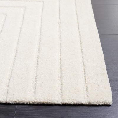 Ivory Hand-Tufted Wool Square Area Rug, 6'