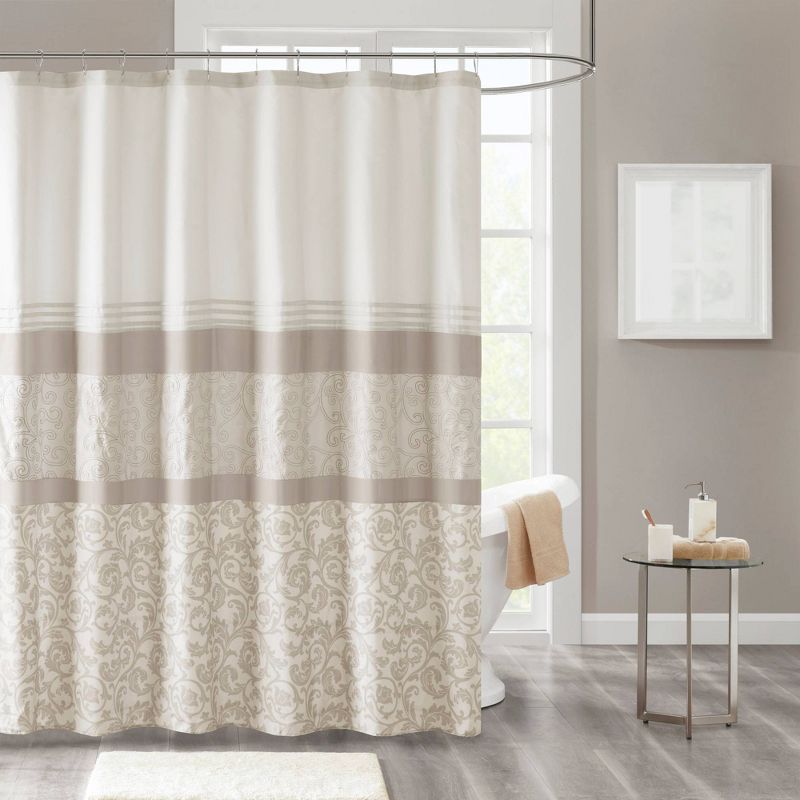 72&#34;x72&#34; Casey Printed and Embroidered Shower Curtain Neutral - 510 Designs, 1 of 6