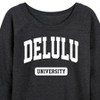 Women's - Instant Message - Delulu University Lightweight French Terry Wide Neck Long Sleeve Graphic Shirt - 2 of 4