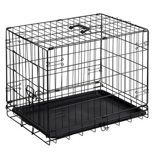 FURNIinspire Pet Crates And Houses 24 Inch Single Door Dog Cage, Metal Pet Kennel With Secure Lock, Removable Tray, Black , 16.5"* 24.4"*19.5" - 1 of 4