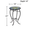 Teal Island Designs Black Round Outdoor Accent Side Tables 14" Wide Set of 2 Blue Wave Mosaic Tabletop Front Porch Patio Home House - 4 of 4
