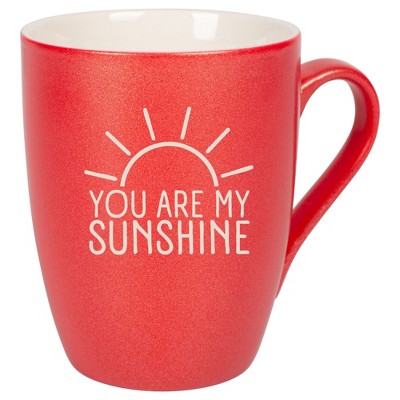 Elanze Designs You Are My Sunshine 10 Ounce Ceramic Laser-Etched Engraved Drinkware Mug, Metallic Crimson Red