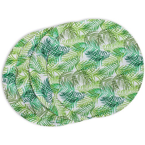Round Green Woven Fern Leaf Table, Round Green Placemats