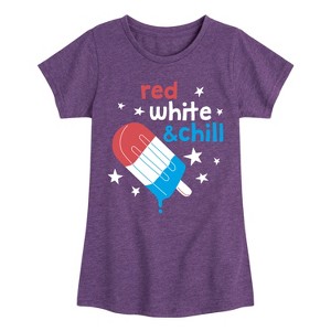 Girls' - Instant Message - Red, White, & Chill Classic Ice Cream Truck Popsicle Fitted Short Sleeve Graphic T-Shirt - 1 of 4