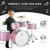 Best Choice Products 5-Piece Kids Beginner Junior Drum Set, Percussion Instrument Starter Kit w/ Stool - Pink Sparkle - 3 of 4