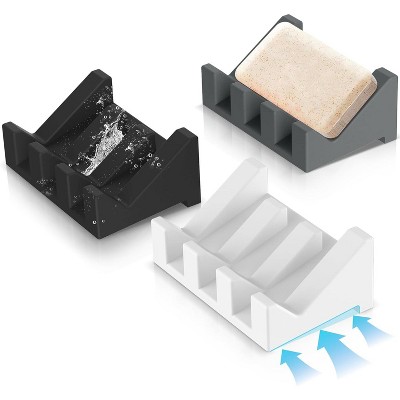Silicone Self Draining Soap Holder ,3 Pcs Self Draining Soap Dishes, Silicone Soap Saver, Waterfall Drainer Soap Holder