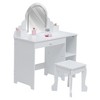 Kids Vanity with Lighted Mirror & Stool, Little Girls Vanity with Adjustable LED Light, Storage Drawer & Shelves for Girls 3-9 - 2 of 4