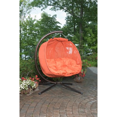 Textilene Hanging Pumpkin Chair, Hanging Pumpkin Patio Swing With Base