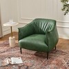 KINWELL 33" Wide Faux Vegan Leather Upholstery Barrel Chair with Metal Legs - 2 of 4