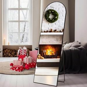 Beautyolove 56"x21"Full Length Mirror Arch Floor Mirrors,Black - 1 of 4