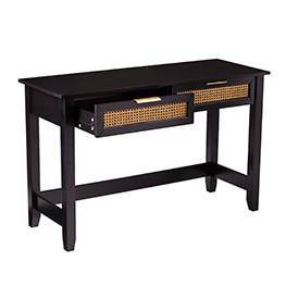 Chekshire 53" Black and Natural Wood Storage Console