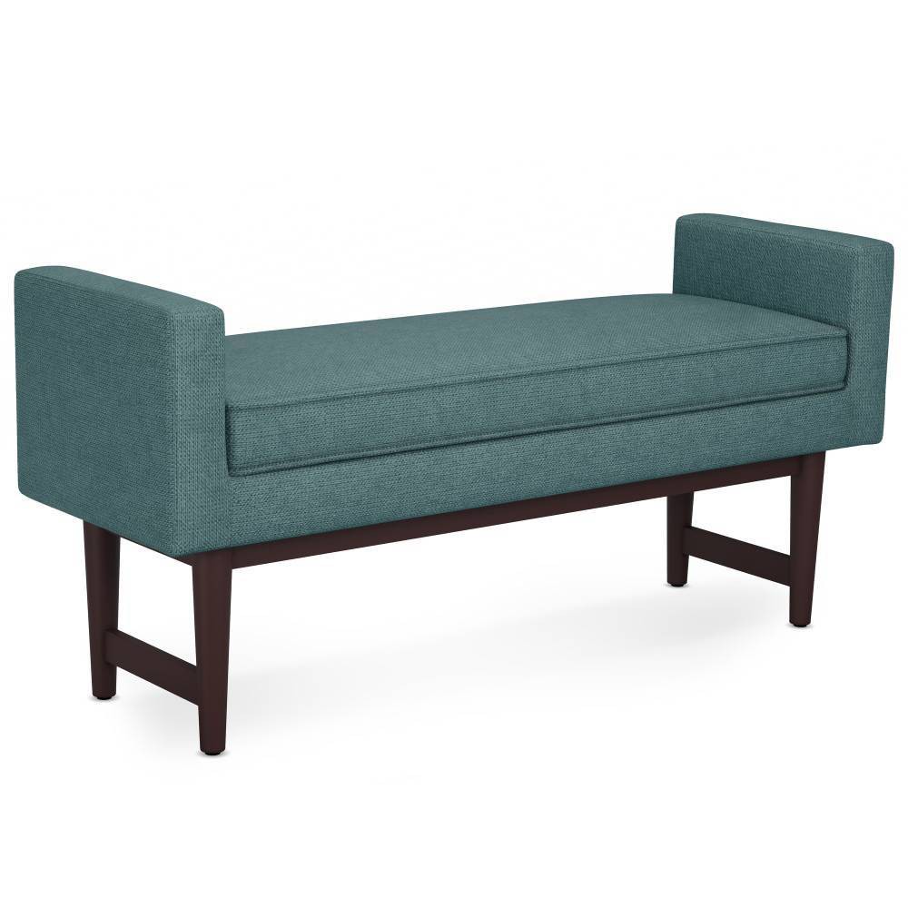 Photos - Pouffe / Bench WyndenHall 46" Highbridge Contemporary Ottoman Bench Smoky Teal: Upholstered Linen, Rubberwood Legs, Entryway Seating