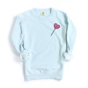 Embroidered Heart Lollipop - Women's Garment Dyed Graphic Sweatshirt - 1 of 4