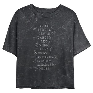 Junior's Women Lost Gods Zodiac Sign List Crop T-Shirt - 1 of 4