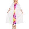 LA LEELA Women's House Daily Routine Evening Wear Vacation Holiday Casual Loungewear Plus Size Caftan Maxi Boho Nightwear for Women 2X-3X White, Solid - 2 of 4