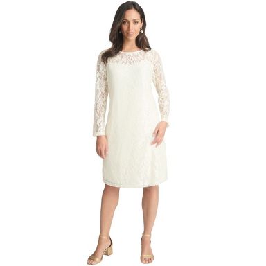 Jessica London Stretch Lace Shift Dress - 36, Ivory