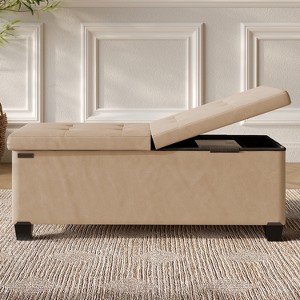 StorageBud Storage Ottoman for Bedroom End of Bed, Faux Leather Storage Bench, Large Storage Ottoman Bench, Entryway Bench with Storage - 1 of 4