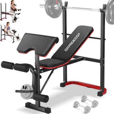 OPPSDECOR 660LBS Adjustable Weight Bench Set, 8 in 1 Full Body Workout Training Bench Press with Squat Rack Leg Extension & Leg Curl for Home Gym