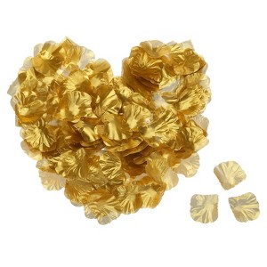 Unique Bargains Wedding Birthday Decor Artificial Silk Flower Rose Petals 2x2 Inch 1200 Pcs Gold Tone - 1 of 3