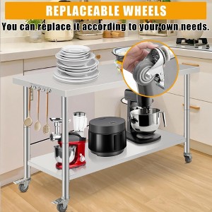 60X24x35 Inch Stainless Steel Work Table with Double Shelf, Heavy Duty Prep Station for Kitchen Restaurant or Garage Storage - 1 of 4