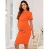 Coolmee Women's Maternity Midi Dress Pullover Hooded Kangaroo Pocket Sweatshirt Casual Hoodie Dress - 3 of 4