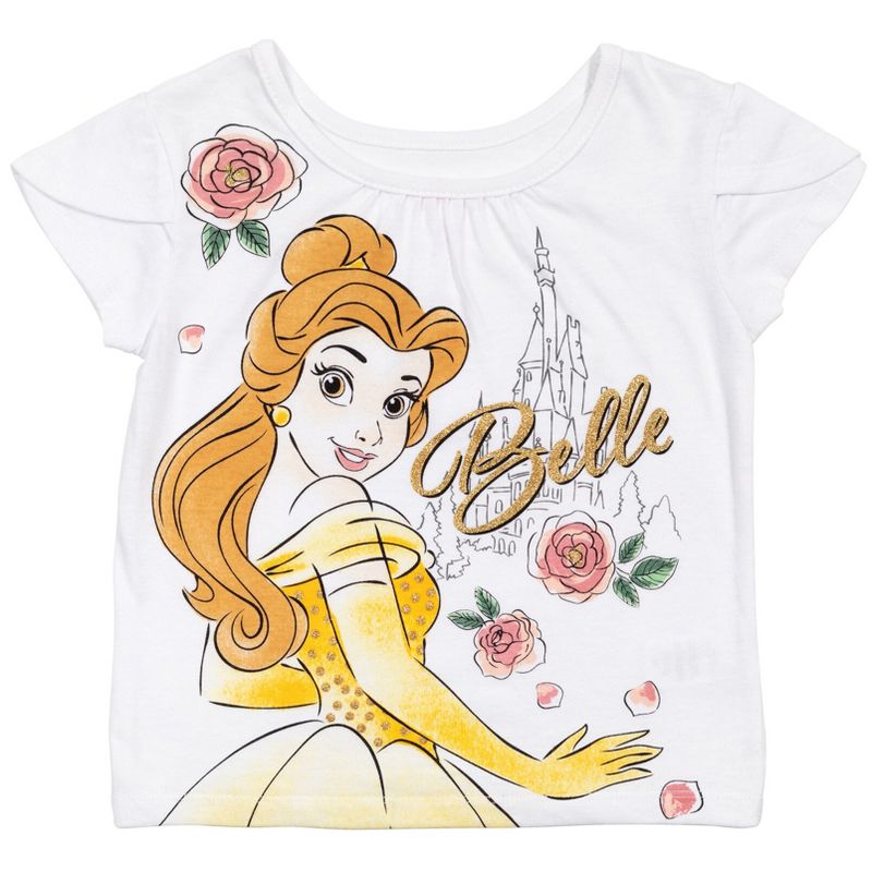 Disney Moana Princess Frozen Rapunzel Jasmine Belle Girls T-Shirt Tulle Skirt and Scrunchie 3 Piece Outfit Set Little Kid to Big Kid, 2 of 8