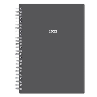 2022 Planner with Notes 5.875" x 8.625" Weekly/Monthly Flexible Cover Wirebound Solid Charcoal - Blue Sky