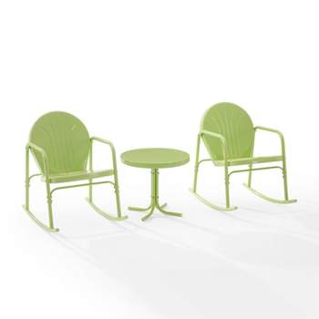 Griffith 3pc Outdoor Metal Rocking Chair Set - Lime - Crosley
