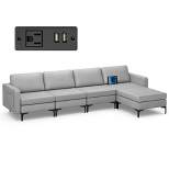 Costway Modular 4 Seat Convertible Sofa  w/ Reversible Chaise & 2 USB Ports