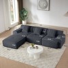 SeaCamel 113" Green Corduroy L-Shaped Sectional Sofa - 3-Seater, Deep Seat, Movable Ottoman, No Assembly - 3 of 4