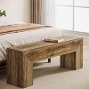 Lantine 7'' Wooden Entryway Bench, Farmhouse Entry Bench Seat, Indoor End of Bed Bench for Living Room, Bedroom, Hallway, Easy Assembly, Oak Brown - 3 of 4