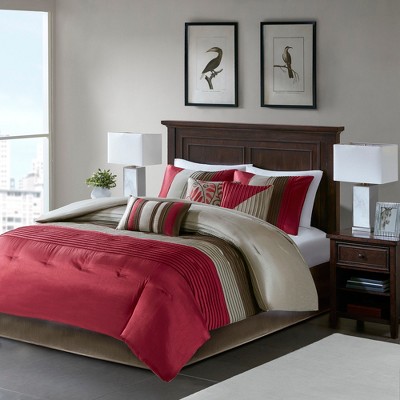 Salem 7 Piece Comforter Set - Red (Queen)