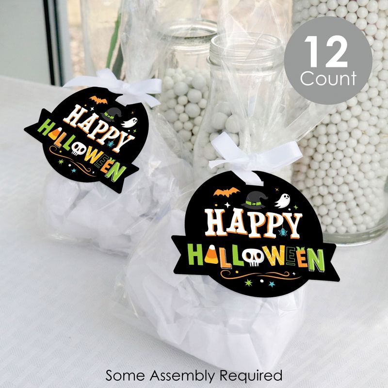 Big Dot of Happiness Jack-O'-Lantern Halloween - Kids Halloween Party Clear Goodie Favor Bags - Treat Bags With Tags - Set of 12, 2 of 9