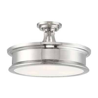 Watkins 16" Classic Bronze Semi-Flush Mount with Opal Glass Shade