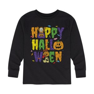 Boys' - Garfield - Happy Halloween Icons Long Sleeve Graphic T-Shirt - 1 of 4