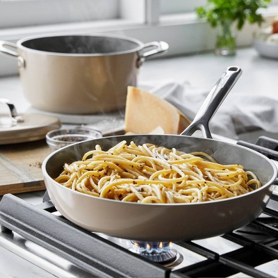Taupe Ceramic Nonstick 14-Piece Cookware Set with Stainless Steel Handles