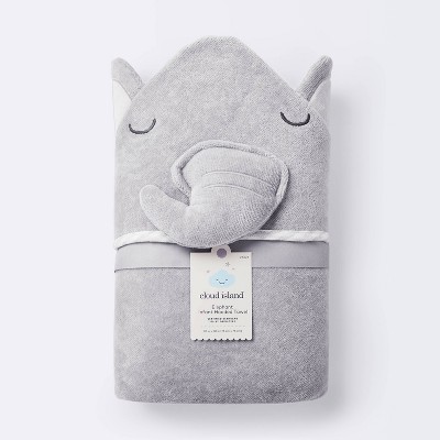 Baby Elephant Hooded Towel - Cloud Island&#8482; Gray_1